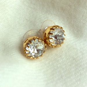 Stella & Dot CZ gold stud earrings.